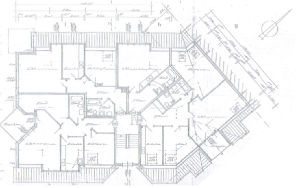 Mehrfamilienhaus in Göttingen Weende mit 16 Wohnungen. Grundriss Etage